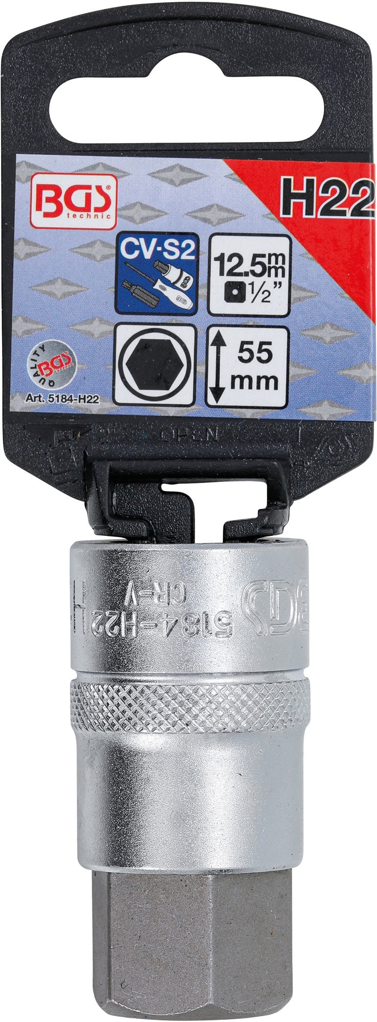 BGS 5184-H22 Biteinsatz Innensechskant 22mm HX22 Länge 55mm Antrieb 12,5mm (1/2")