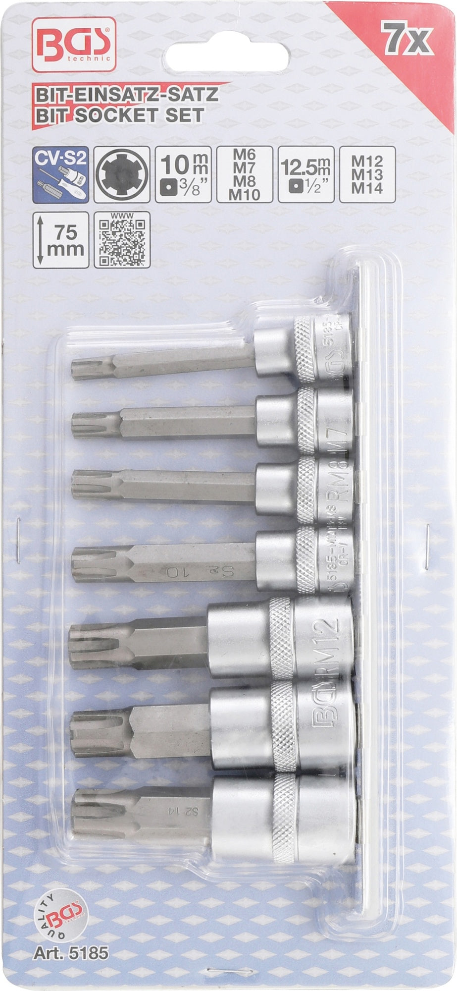 BGS 5185 Satz Biteinsätze Bits Keilprofil (für RIBE) M6 - M14 Antrieb 10mm (3/8") & 12,5mm (1/2")