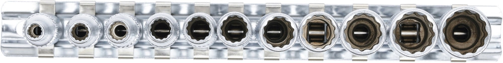 BGS 5251 Satz Steckschlüsseleinsätze Zwölfkant tief Antrieb Innenvierkant 6,3mm (1/4") SW 4 - 13mm