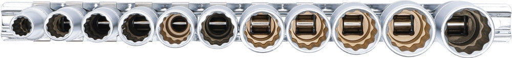 BGS 5252 Satz Steckschlüsseleinsätze Zwölfkant tief Antrieb Innenvierkant 10mm (3/8") SW 8 - 19mm