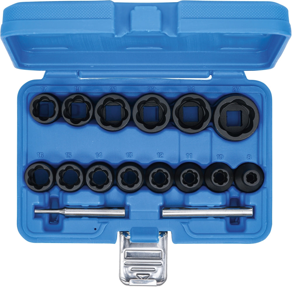 BGS 5269 Satz Steckschlüssel Spiralprofil Schraubenausdreher Antrieb 12,5mm (1/2") SW 8-27mm