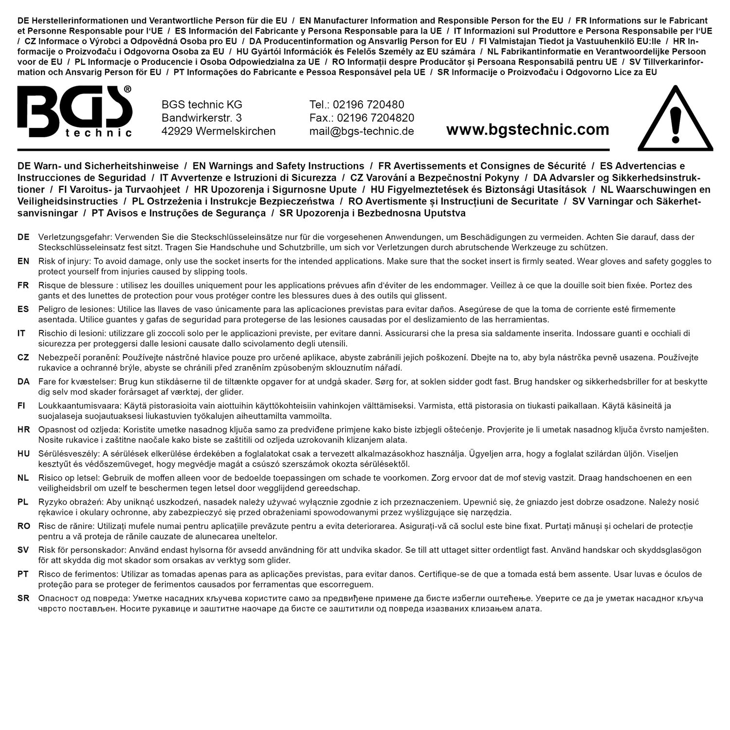 BGS 5330 Satz Kraft Steckschlüsseleinsatz Antrieb 12,5mm (1/2") Zwölfkant 32-36mm 10 teilig