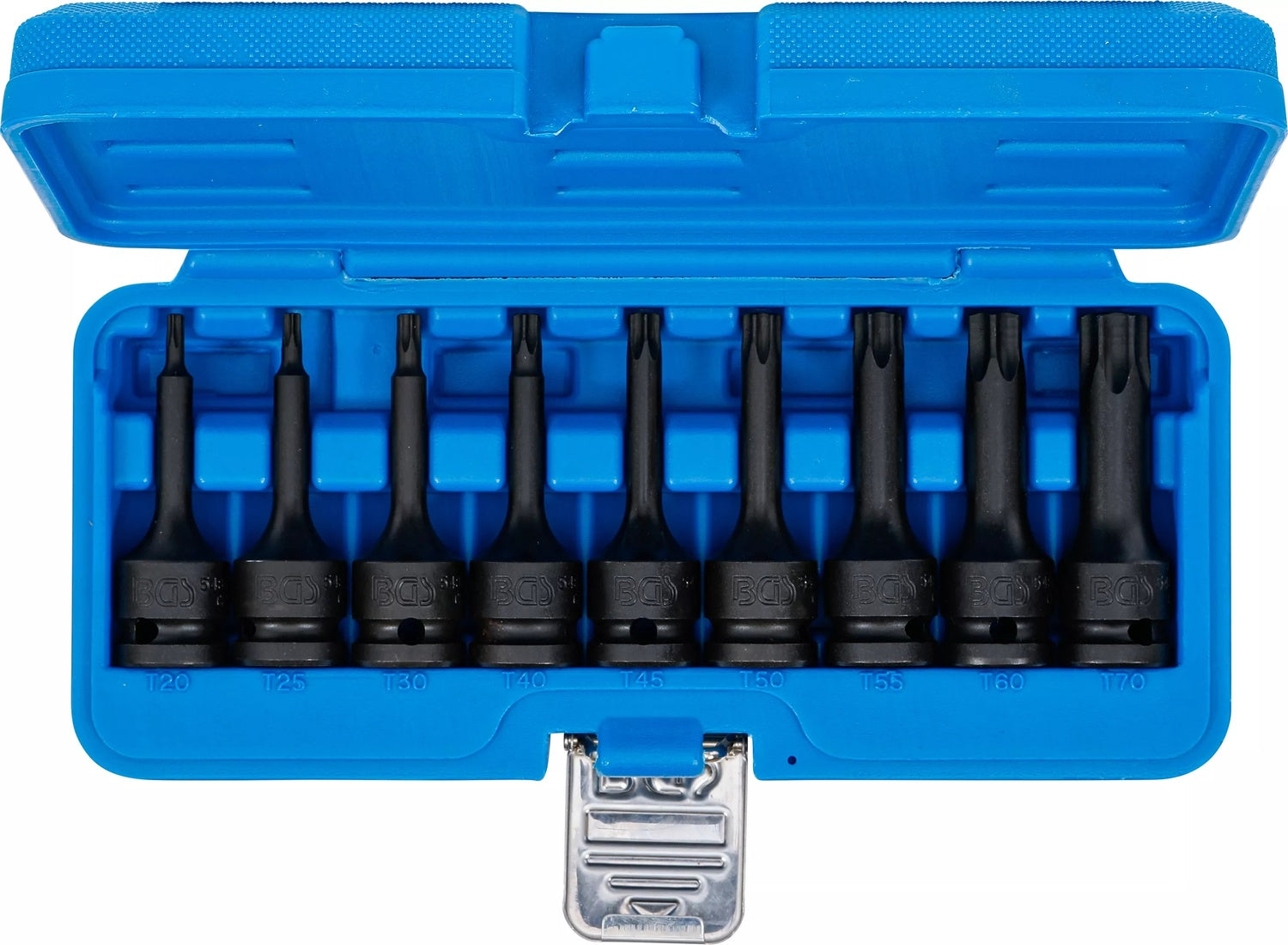 BGS 5480 Satz Kraft Biteinsätze T-Profil (für Torx) T20 - T70 Antrieb 12,5mm (1/2")