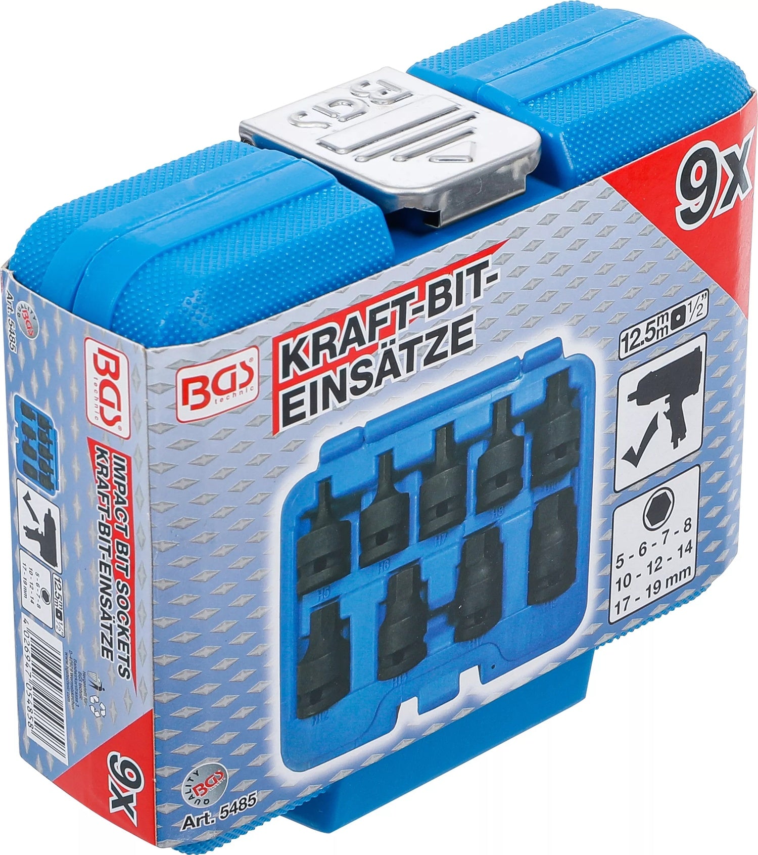 BGS 5485 Satz Kraft Biteinsätze Innensechskant 5-19mm Antrieb 12,5mm (1/2")
