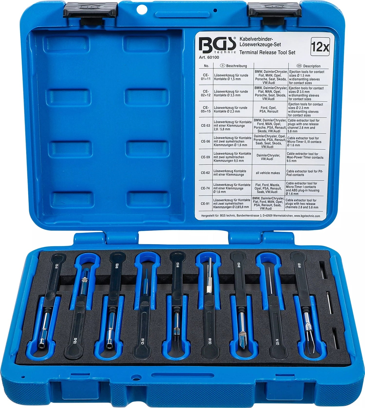 BGS 60100 Satz Entriegelungswerkzeug Auspinwerkzeug KfZ Kabel Stecker
