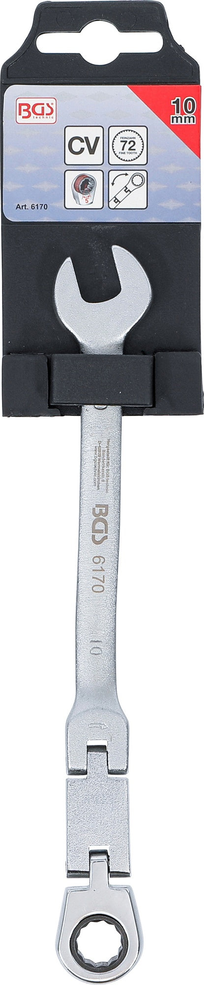 BGS 6170 Doppelgelenk Ratschenringmaulschlüssel abwinkelbar SW 10mm metrische Ausführung