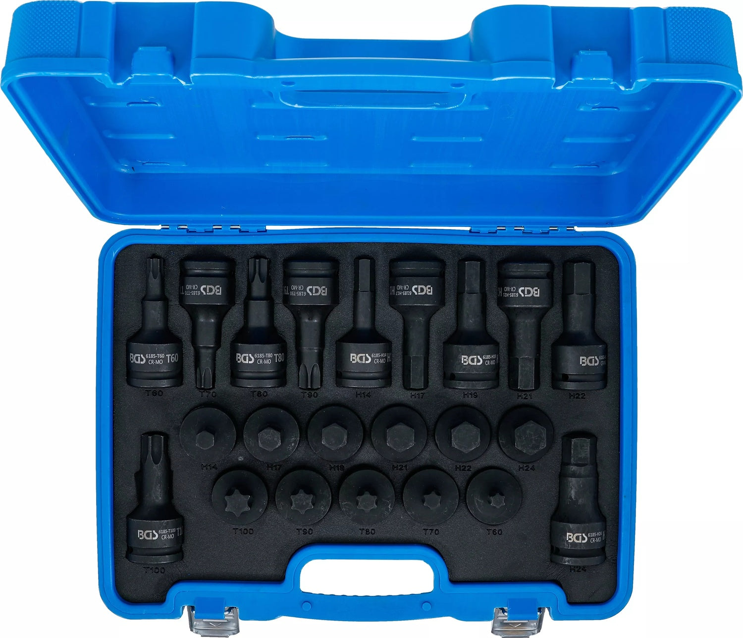 BGS 6185 Satz Kraft Biteinsatz Antrieb Innenvierkant 20mm (3/4") Innensechskant T-Profil (für Torx)