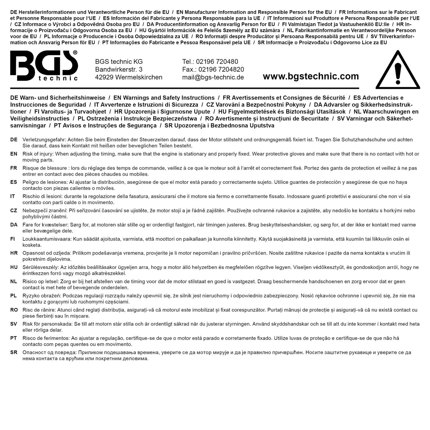 BGS 62628 Satz Einstellwerkzeug für Motor Mercedes-Benz M270, M274, M133