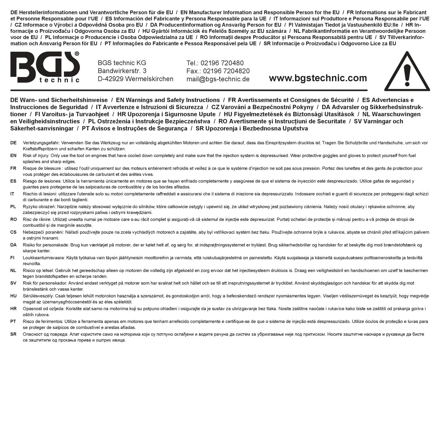 BGS 62652 Satz zum Reinigen von Injektorsitzen und Schächten Dieselmotoren