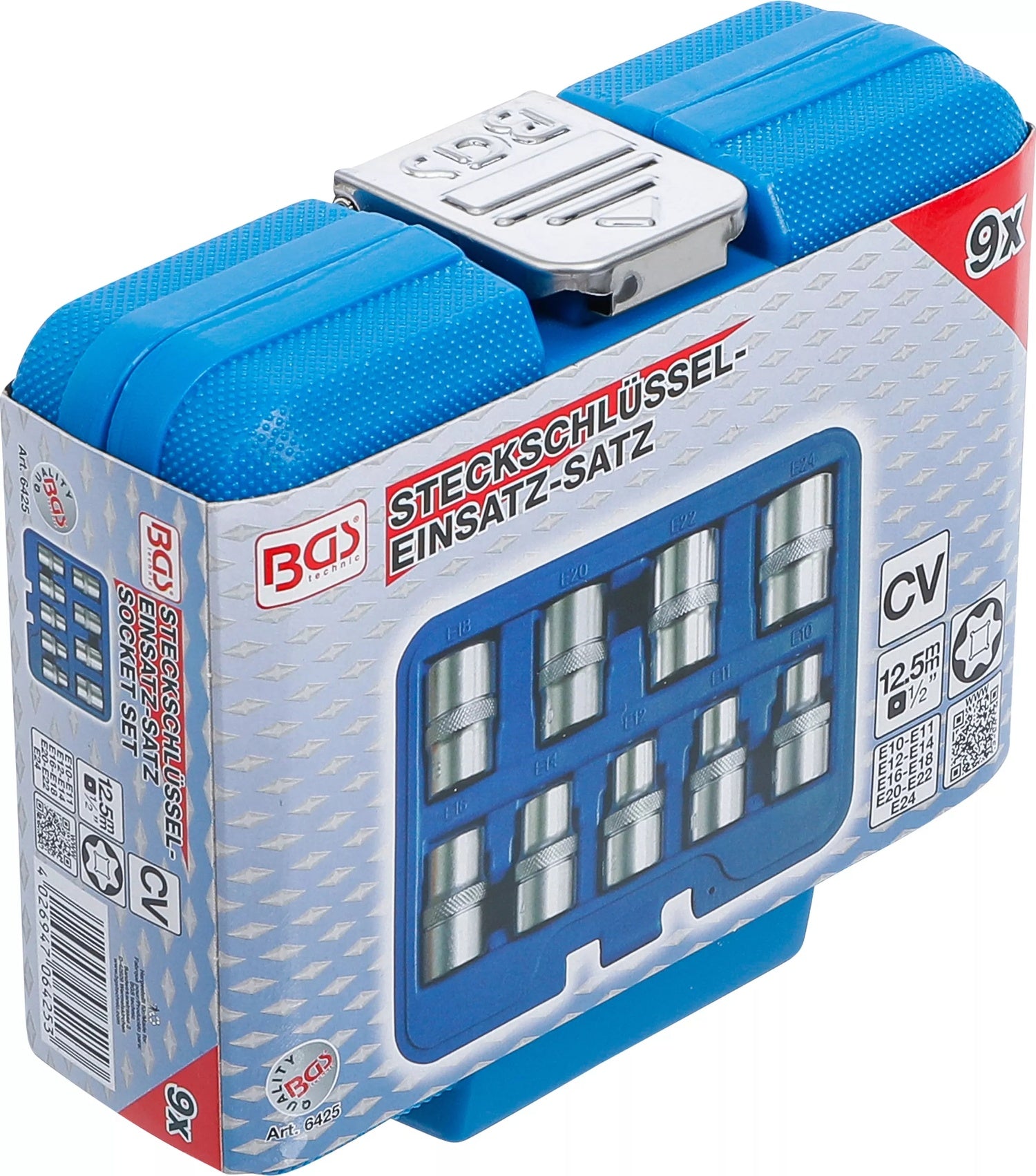 BGS 6425 Satz TORX Nüsse Aussen E-Profil  E10 - E24 9 teilig Antrieb 12,5mm (1/2")