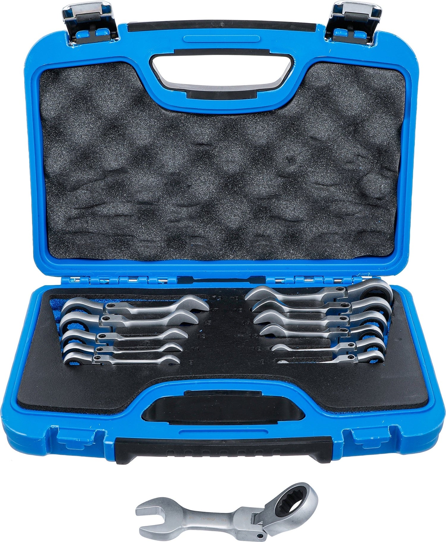 BGS 6543 Satz Ratschenringmaulschlüssel kurz abwinkelbar SW 8 - 19mm 12 teilig