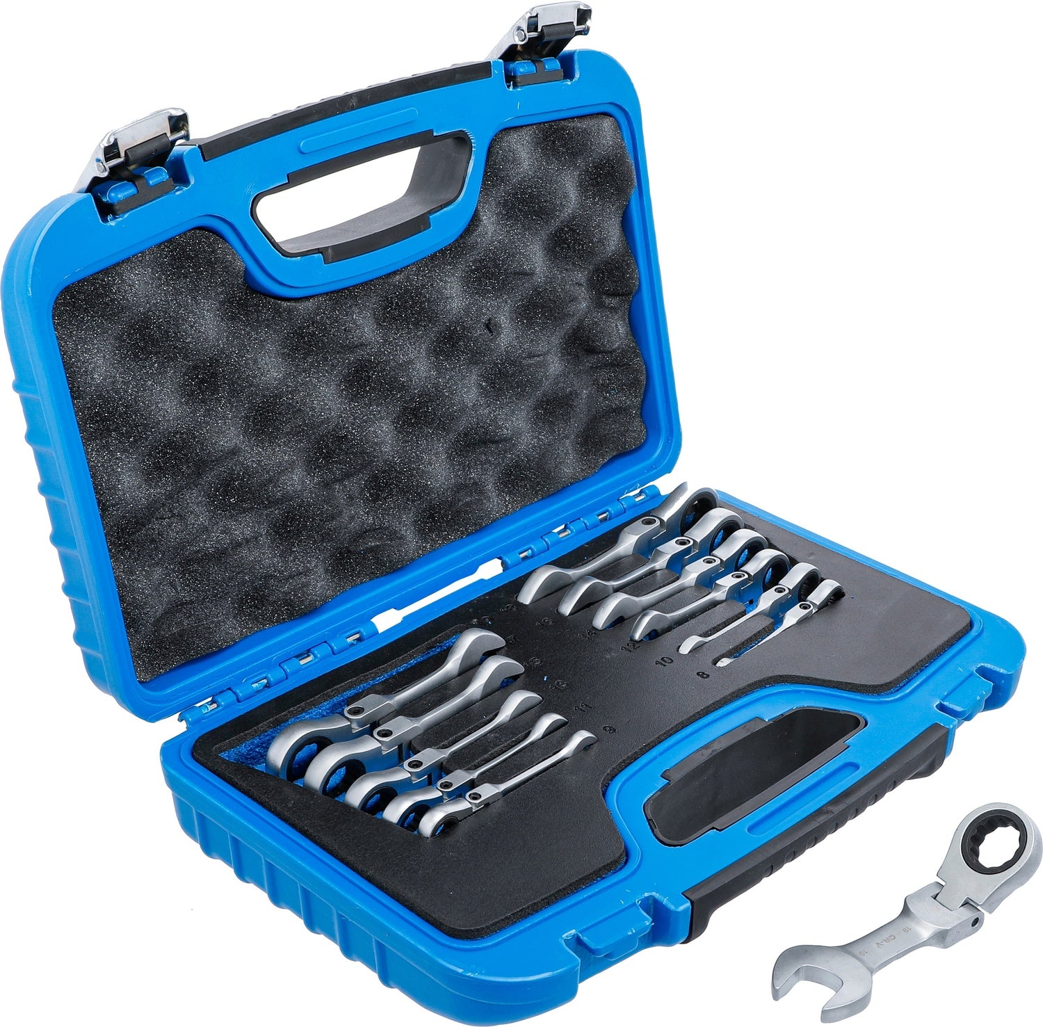 BGS 6543 Satz Ratschenringmaulschlüssel kurz abwinkelbar SW 8 - 19mm 12 teilig