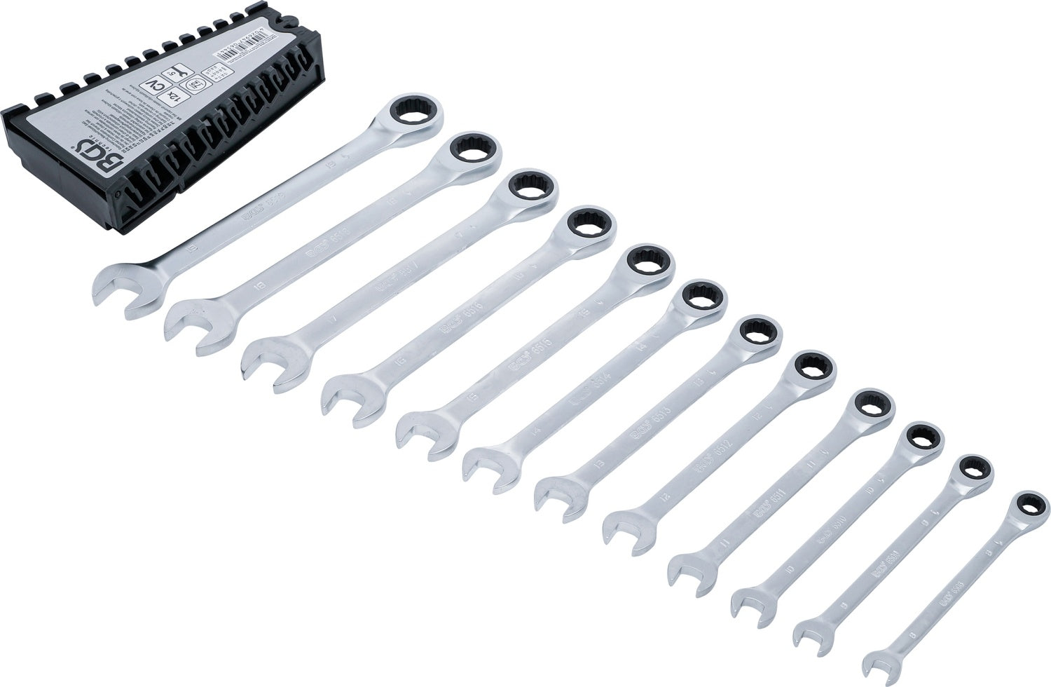 BGS 6544 Satz Ratschenringmaulschlüssel SW 8 - 19mm 12 teilig
