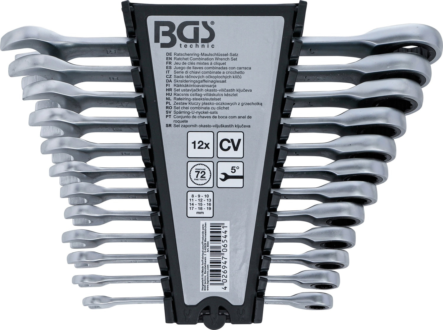 BGS 6544 Satz Ratschenringmaulschlüssel SW 8 - 19mm 12 teilig