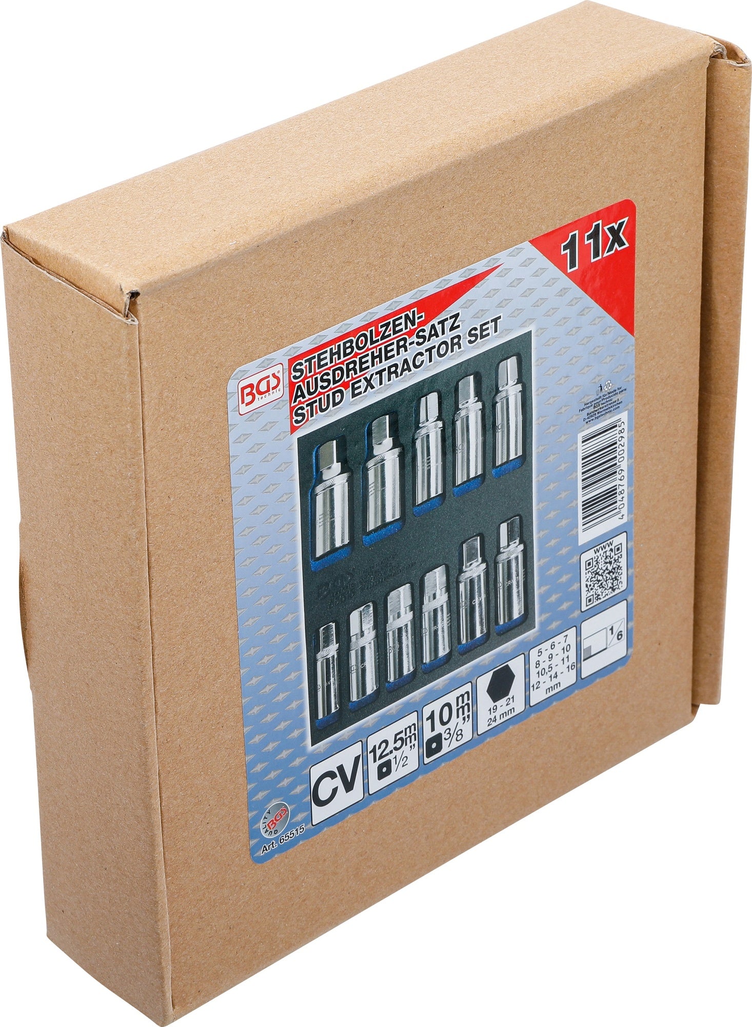 BGS 65515 Satz Ausdreher für Stehbolzen / Stehbolzenausdreher 5 - 16mm Werkstattwageneinlage 1/6 11 teilig