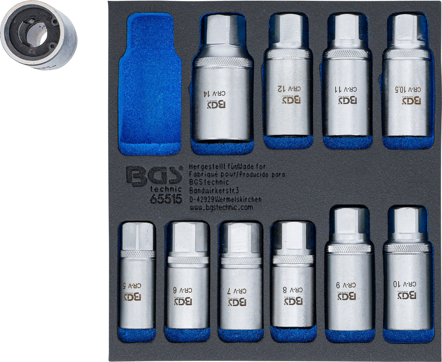 BGS 65515 Satz Ausdreher für Stehbolzen / Stehbolzenausdreher 5 - 16mm Werkstattwageneinlage 1/6 11 teilig