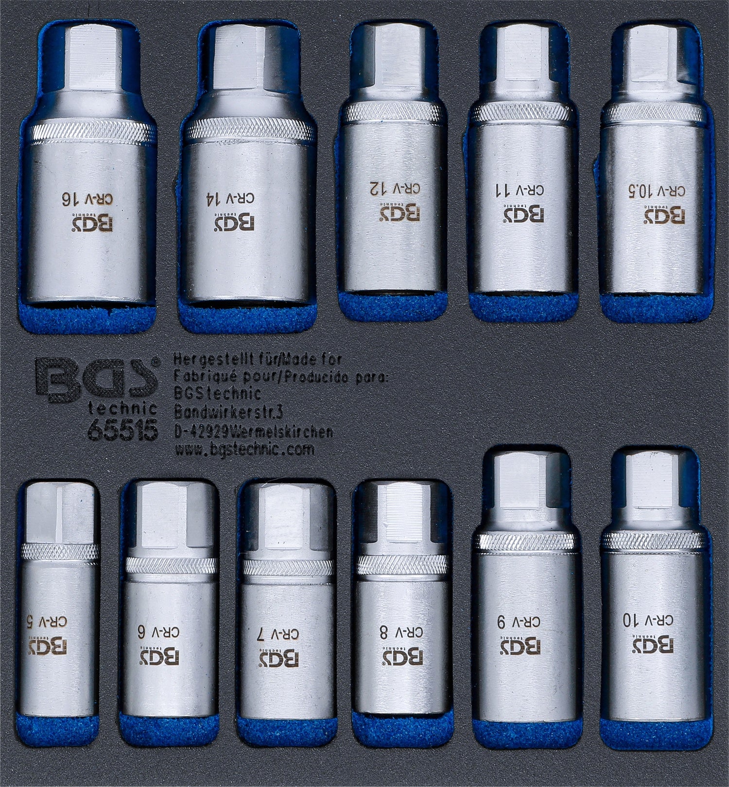 BGS 65515 Satz Ausdreher für Stehbolzen / Stehbolzenausdreher 5 - 16mm Werkstattwageneinlage 1/6 11 teilig