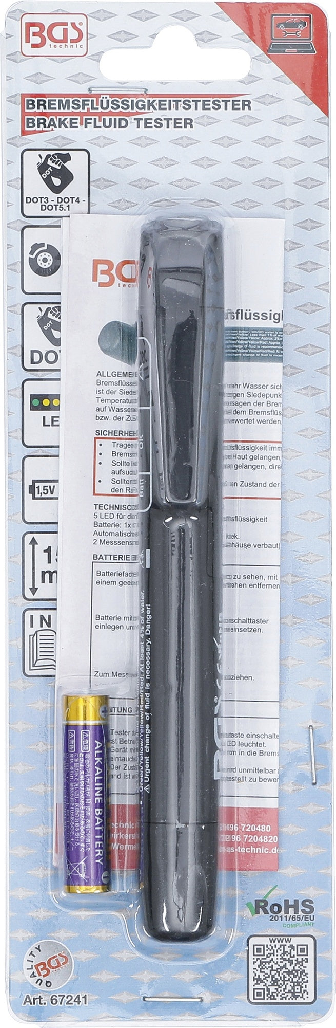 BGS 67241 Bremsflüssigkeitstester für DOT3, DOT4, DOT5.1 Testen Bremsflüssigkeit