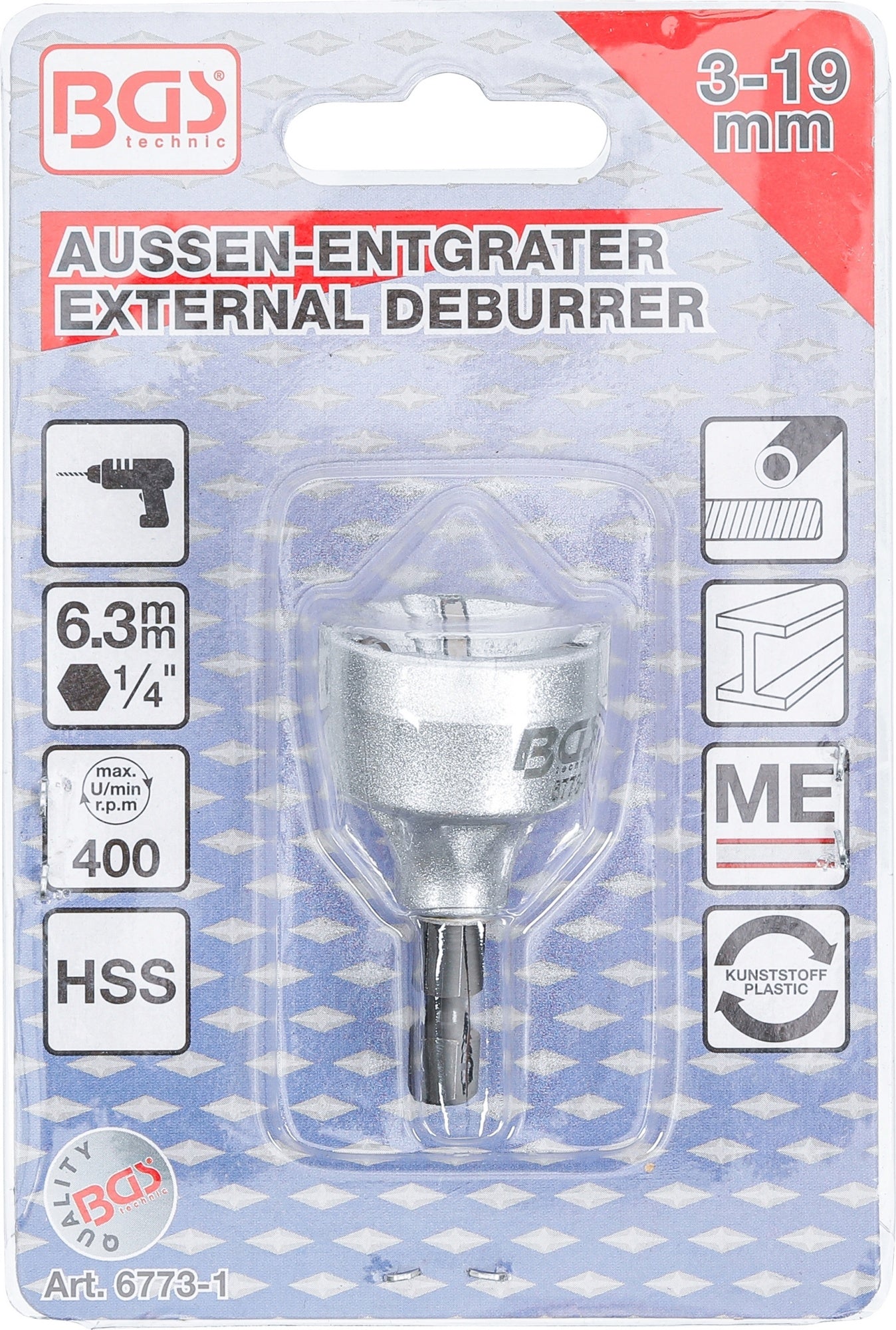BGS 6773-1 Außenentgrater für Rohre Ø 3 - 19mm