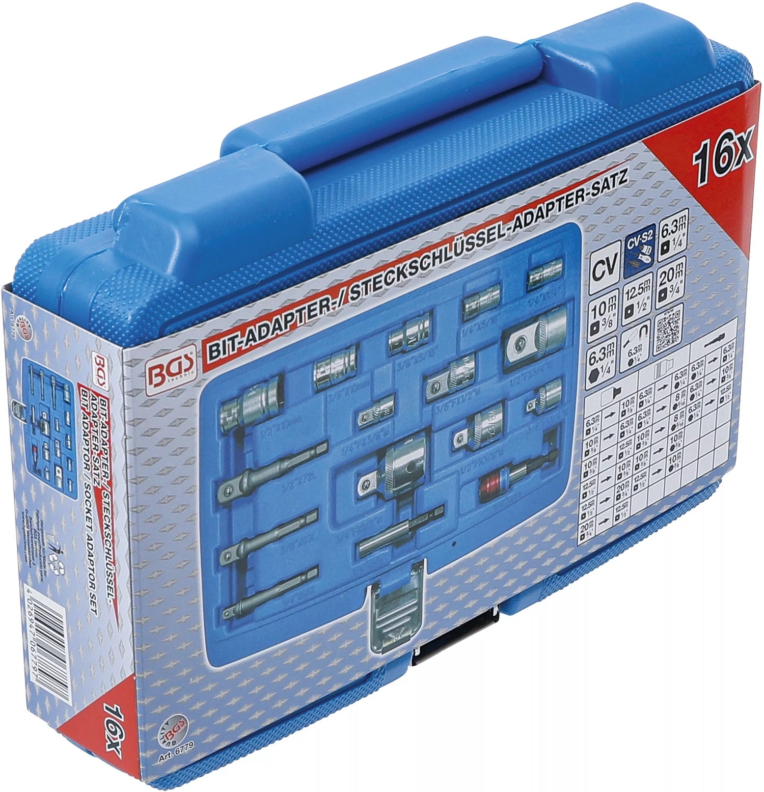 BGS 6779 Satz Adapter für Knarren Nüsse und Bits 16 teilig