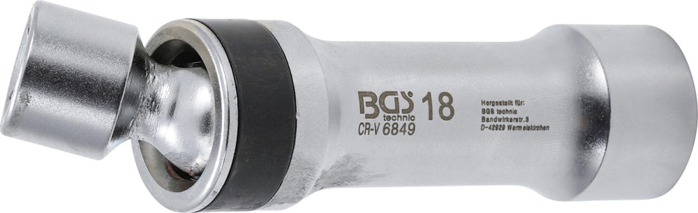 BGS 6849 Gelenkeinsatz 18mm für Zündkerzen Zwölfkant mit Haltefeder Antrieb Innenvierkant 10mm (3/8")