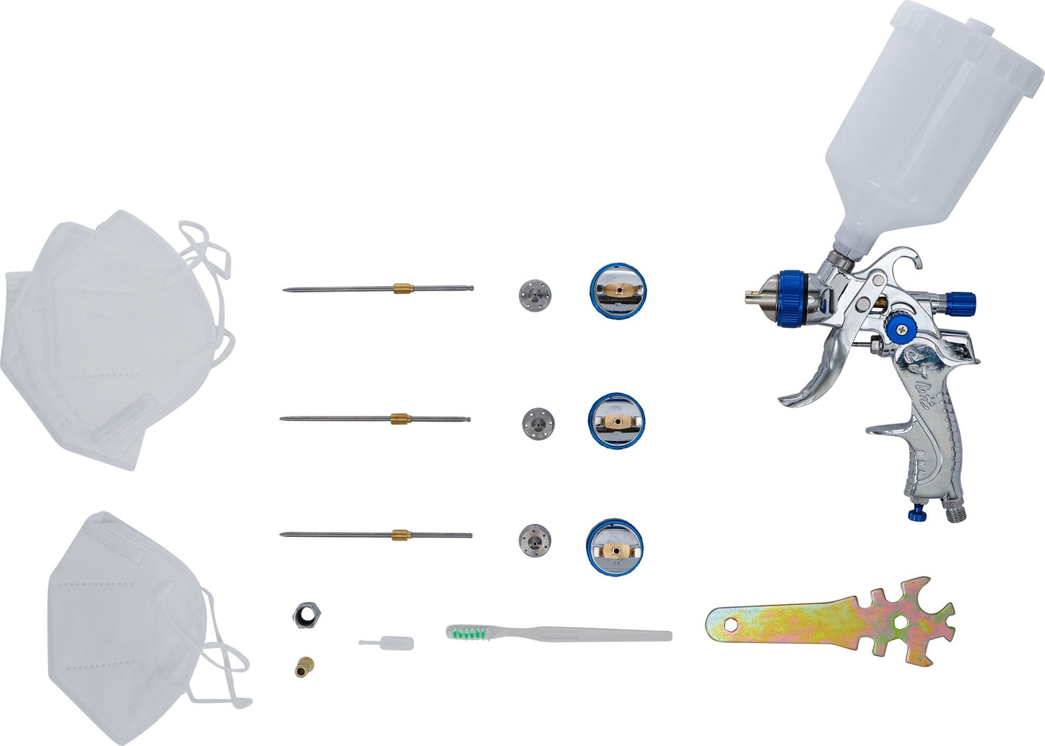 BGS 70048 Druckluft Farbsprühpistole mit 3 Sprühdüsen 1,2 - 1,7 - 2,0mm