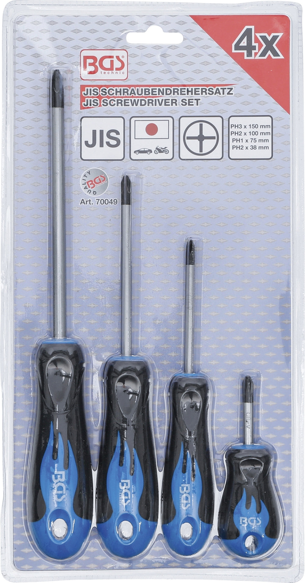 BGS 70049 Satz Schraubendreher JIS PH Standard 4 teilig