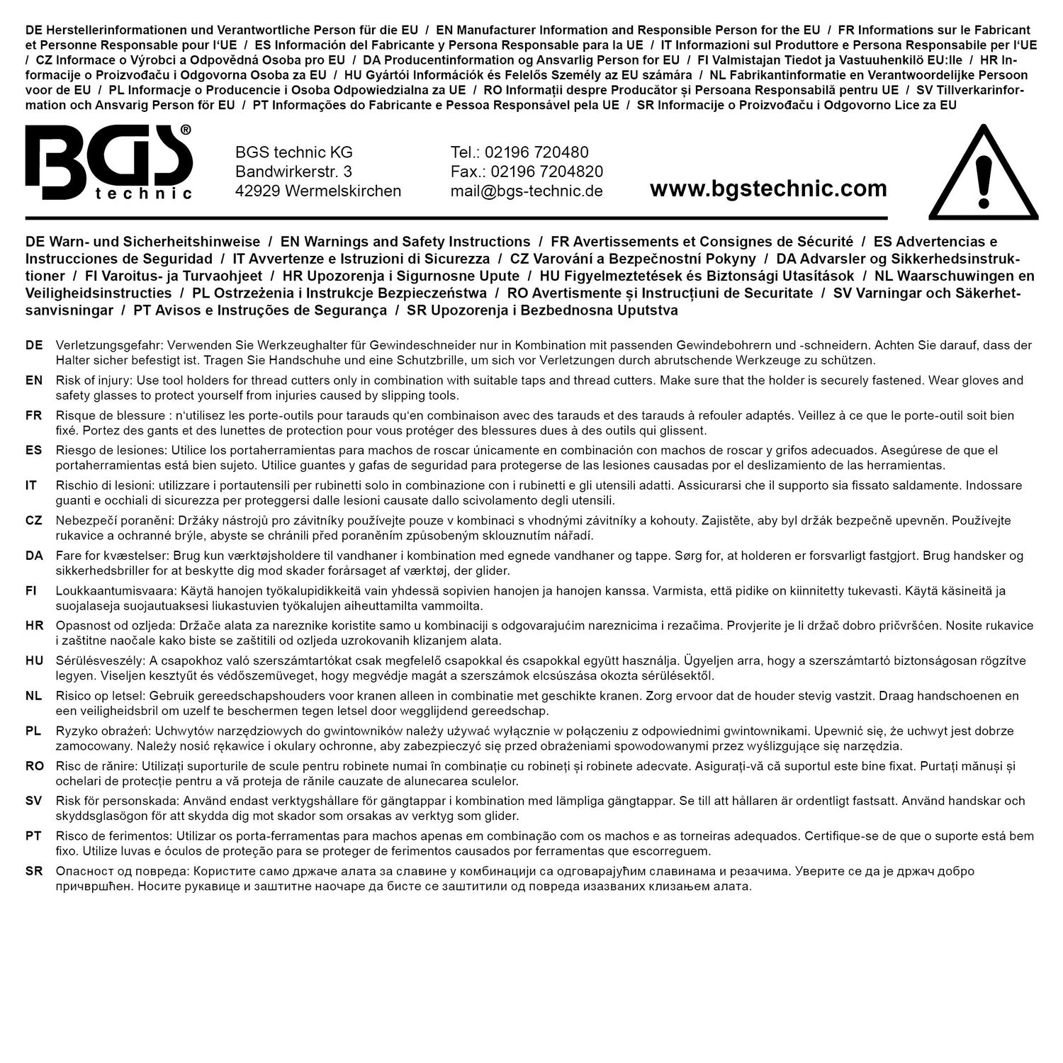 BGS 70115 Satz Adapter Schneideisen Schneideisenhalter für Stehbolzen 7 teilig