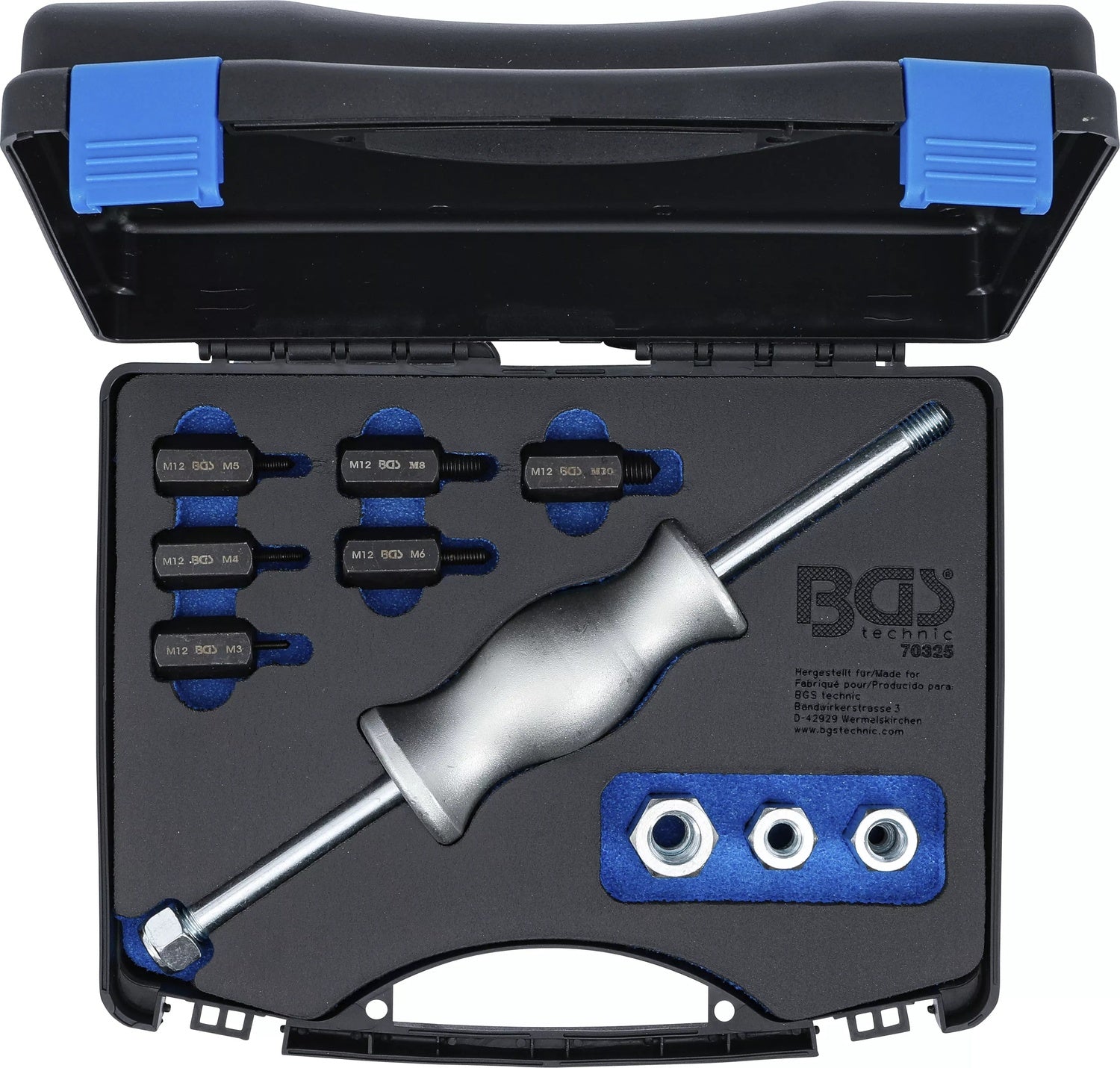 BGS 70325 Satz Gleithammer Abzieher mit Gewinde-Adaptern 12 teilig