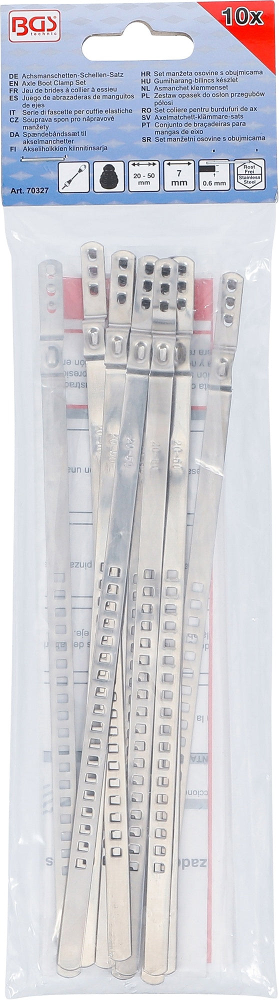 BGS 70327 Satz Achsmanschetten Schellen 7mm Spannbereich Ø20-50mm 10 teilig