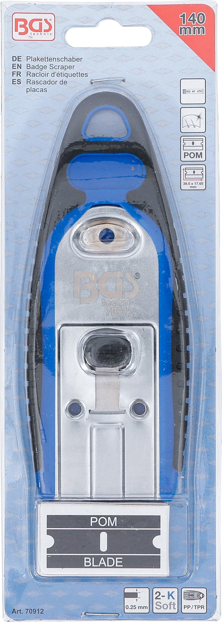 BGS 70912 Plakettenschaber Breite 40mm mit 6 Schaberklingen aus Kunststoff