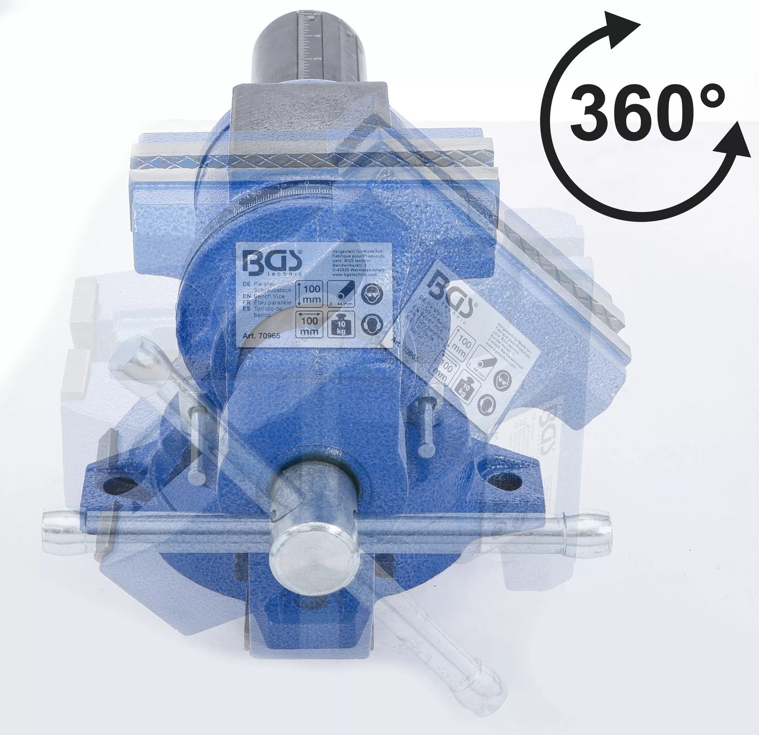 BGS 70965 Parallel Schraubstock mit 100mm Spannbacken 360° drehbar