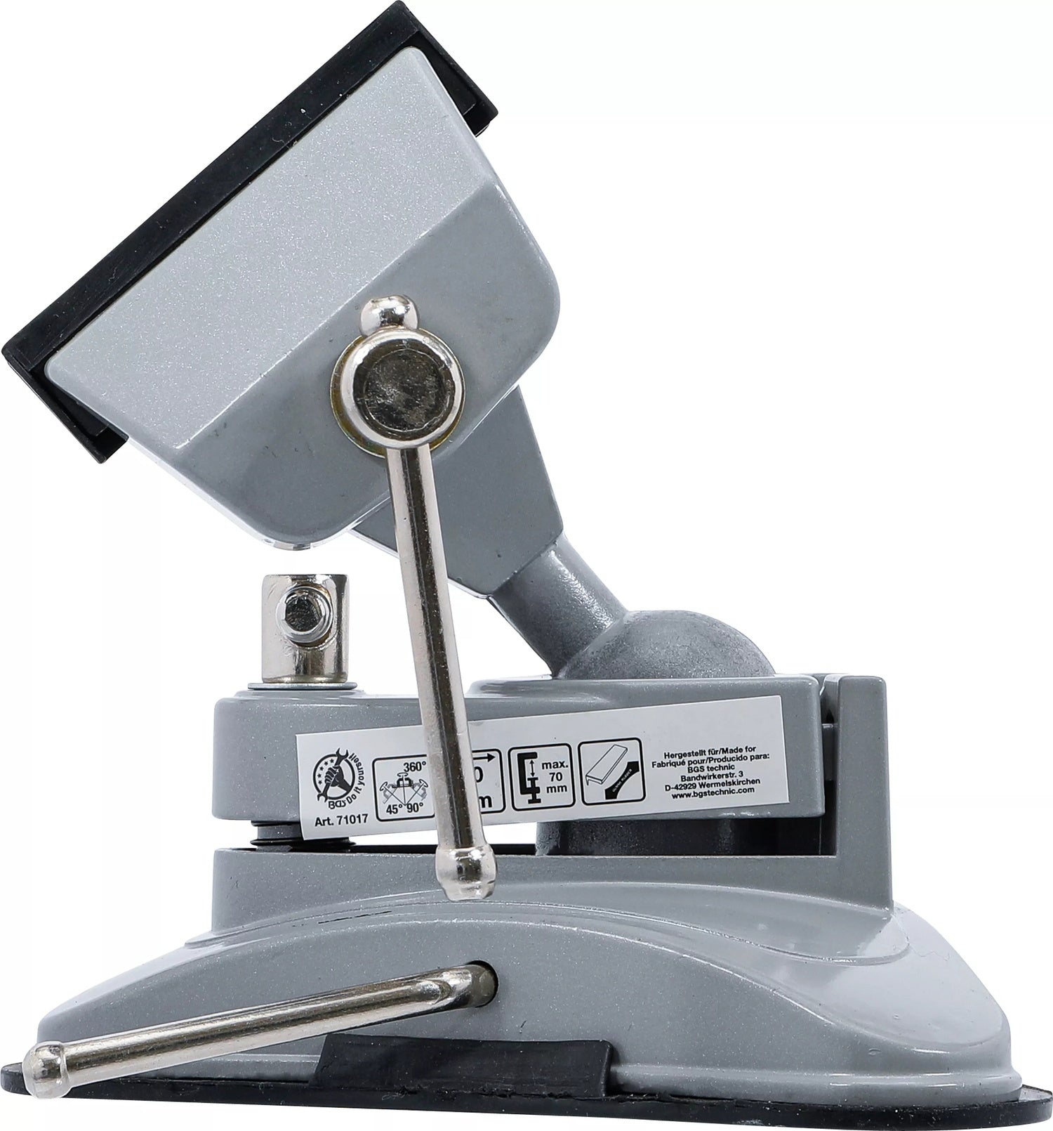 BGS DIY 71017 Tisch Schraubstock schwenkbar Backen 70mm mit Vakuum Saugfuß