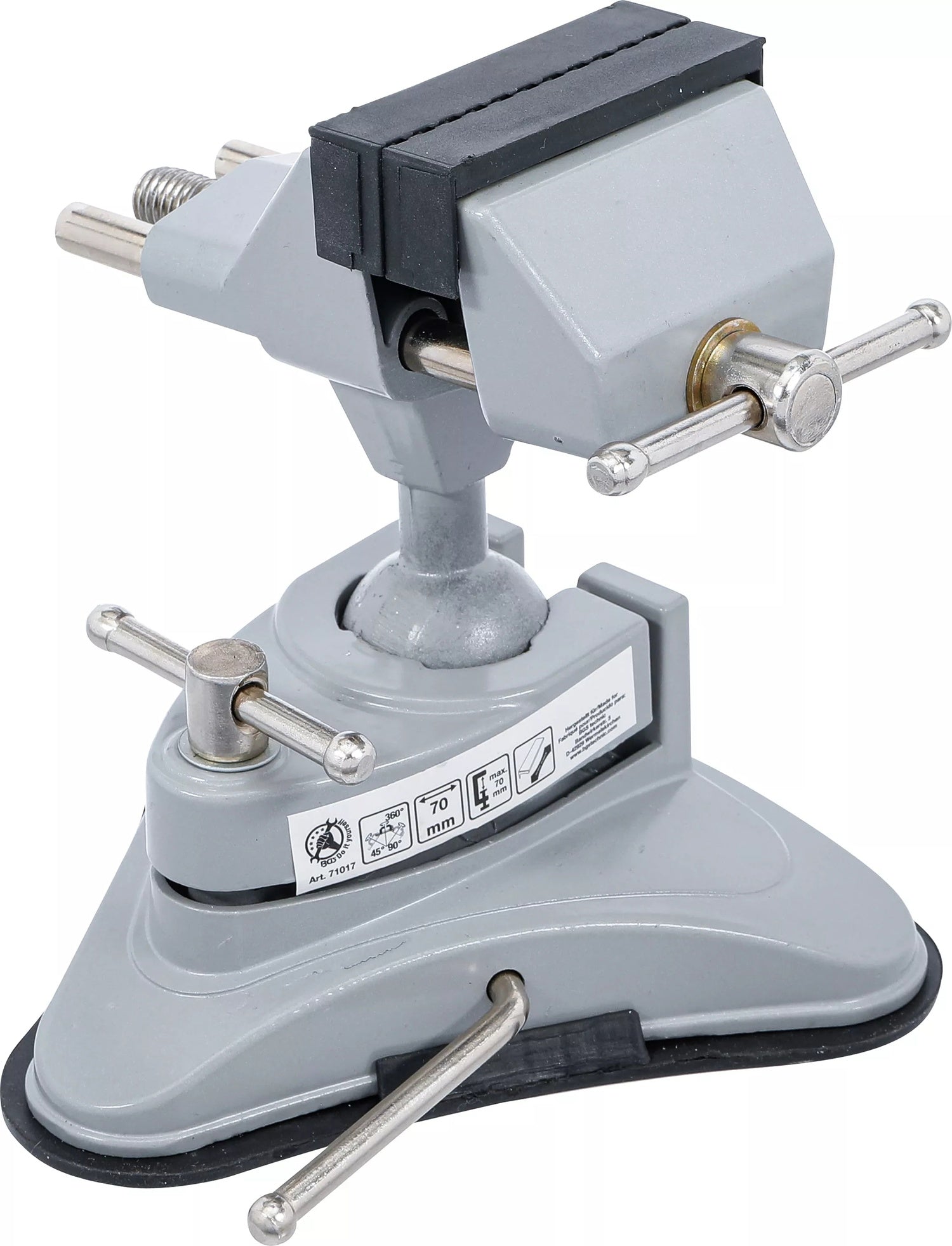 BGS DIY 71017 Tisch Schraubstock schwenkbar Backen 70mm mit Vakuum Saugfuß