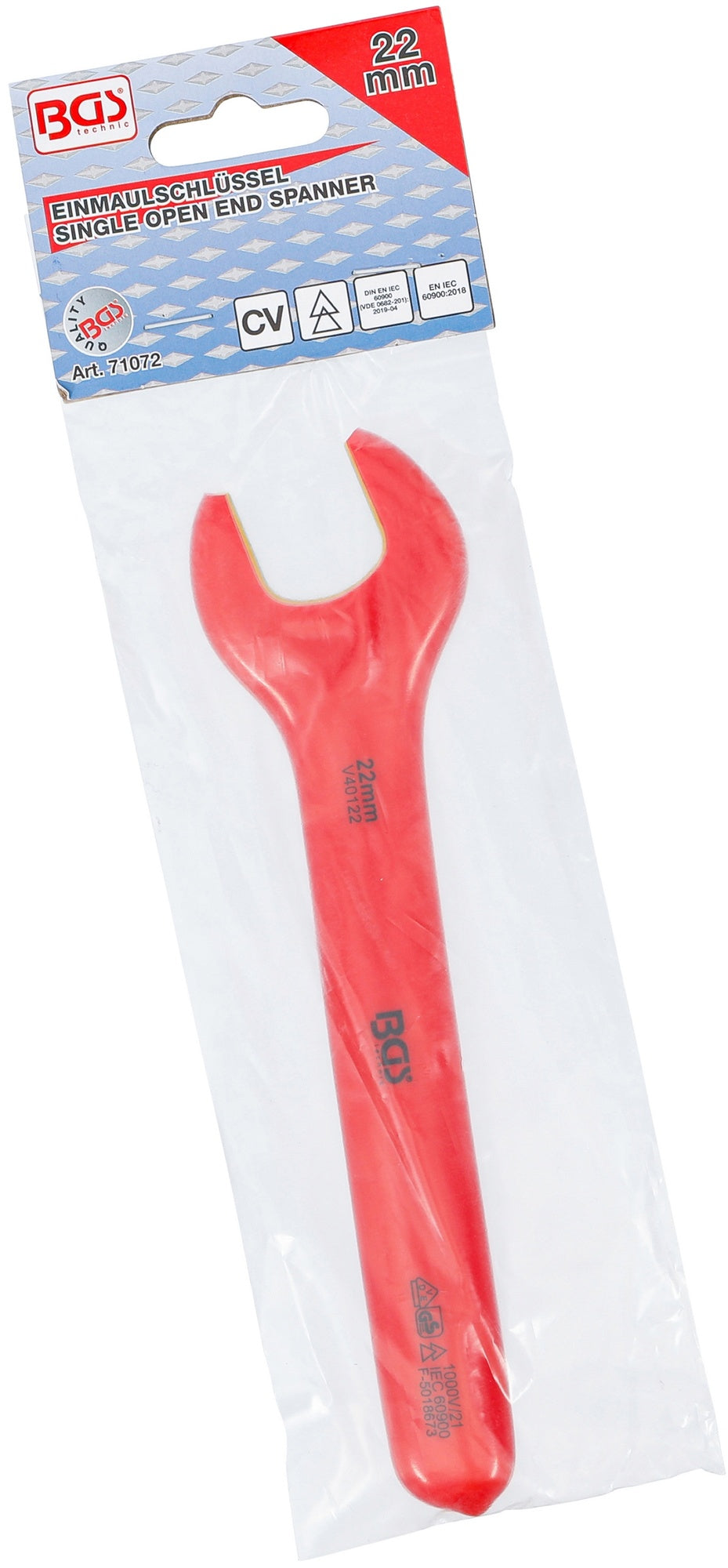 BGS 71072 VDE Einmaulschlüssel SW 22mm Hochvoltwerkzeug