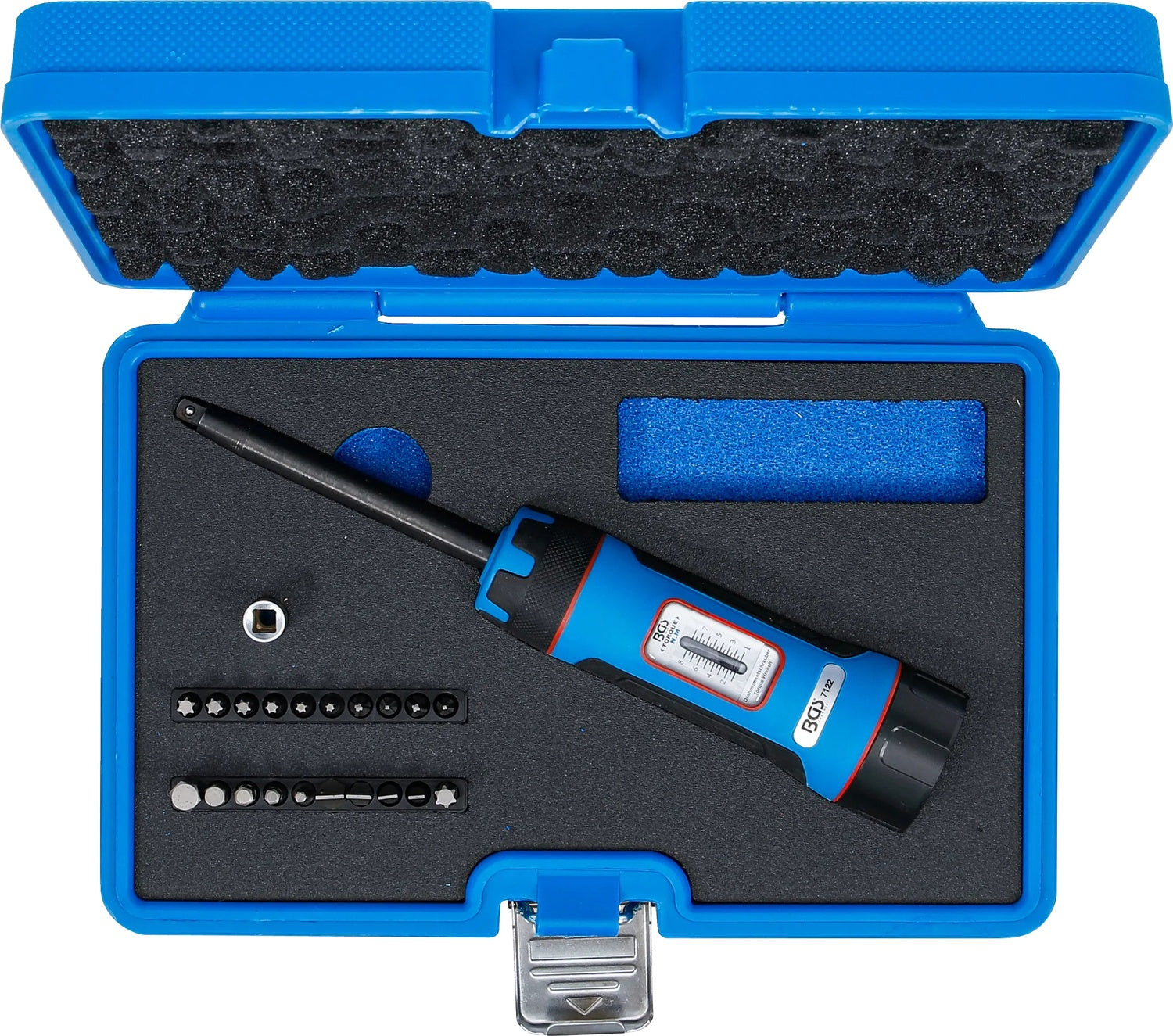 BGS 7122 Satz Drehmomentschrauber mit Bitsatz Abtrieb Außenvierkant 6,3mm (1/4") 1 - 8 Nm