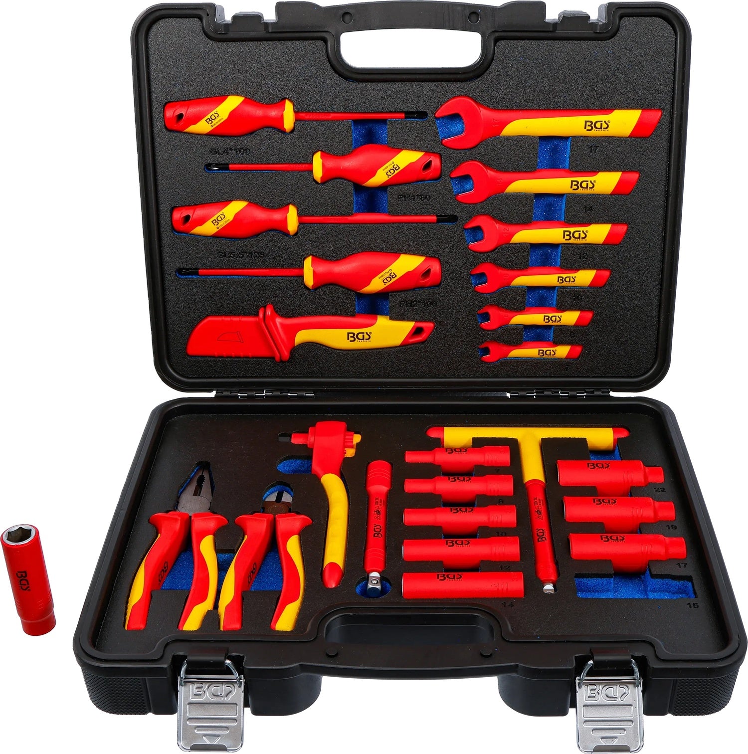 BGS 7136 Satz VDE Steckschlüssel Antrieb Innenvierkant 10mm (3/8") 25 teilig