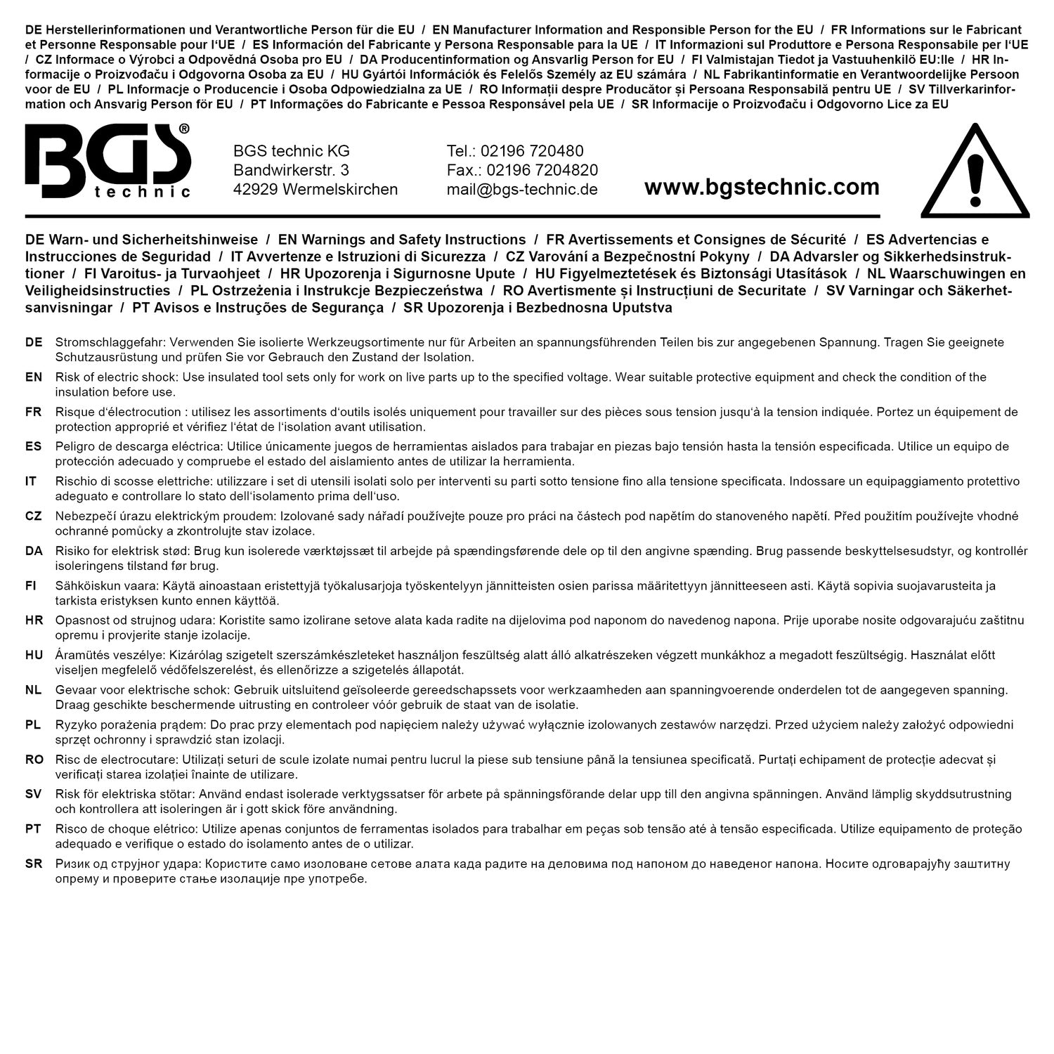 BGS 7145 Satz Steckschlüssel VDE Antrieb 12,5mm (1/2") SW 10 - 24mm 11 teilig