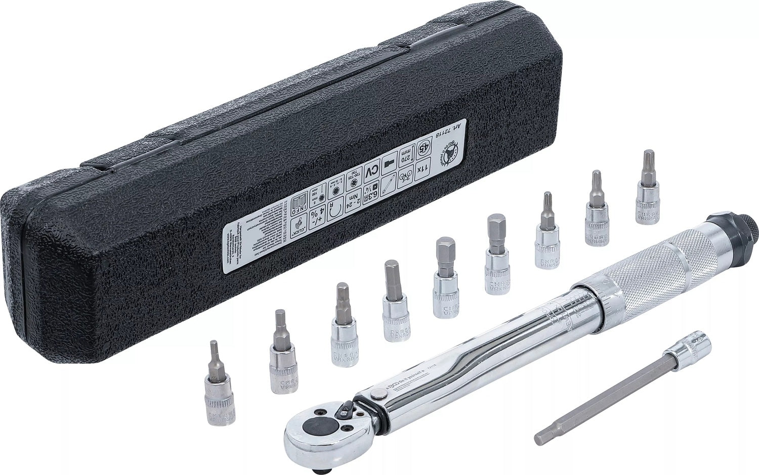 BGS DIY 72118 Satz Drehmomentschlüssel Außenvierkant 6,3mm (1/4") 2 - 24Nm Fahrrad