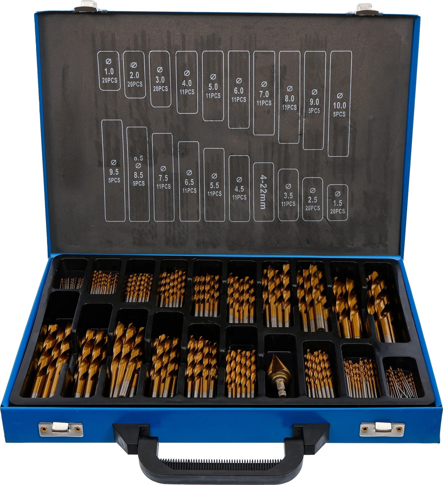 BGS 72130 Satz Spiralbohrer und Stufenbohrer HSS Titan nitriert 1 - 10mm 231 teilig