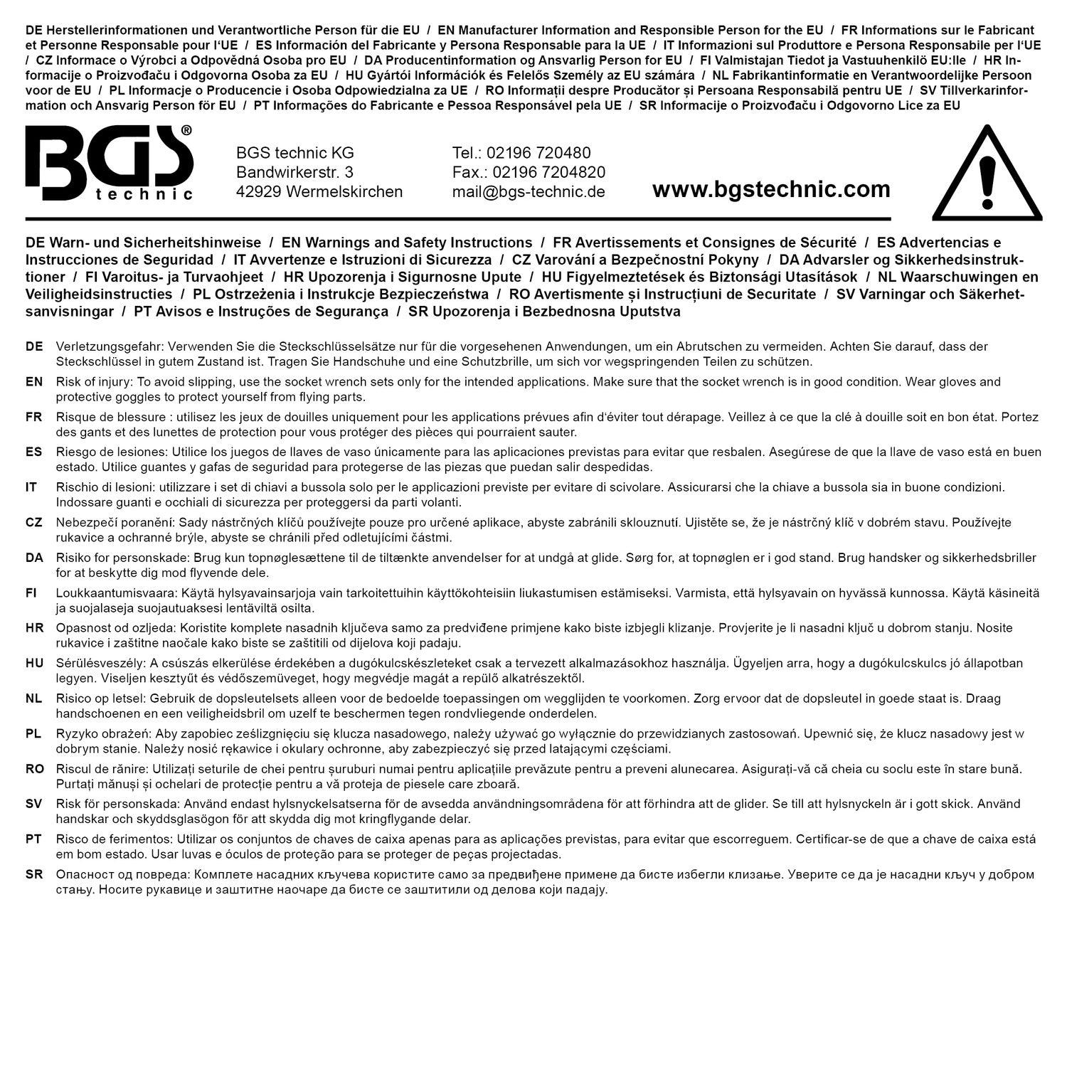 BGS 7280 Satz Kraft Steckschlüsseleinsätze Sechskant Antrieb 12,5mm (1/2") SW 9-30mm 40 teilig