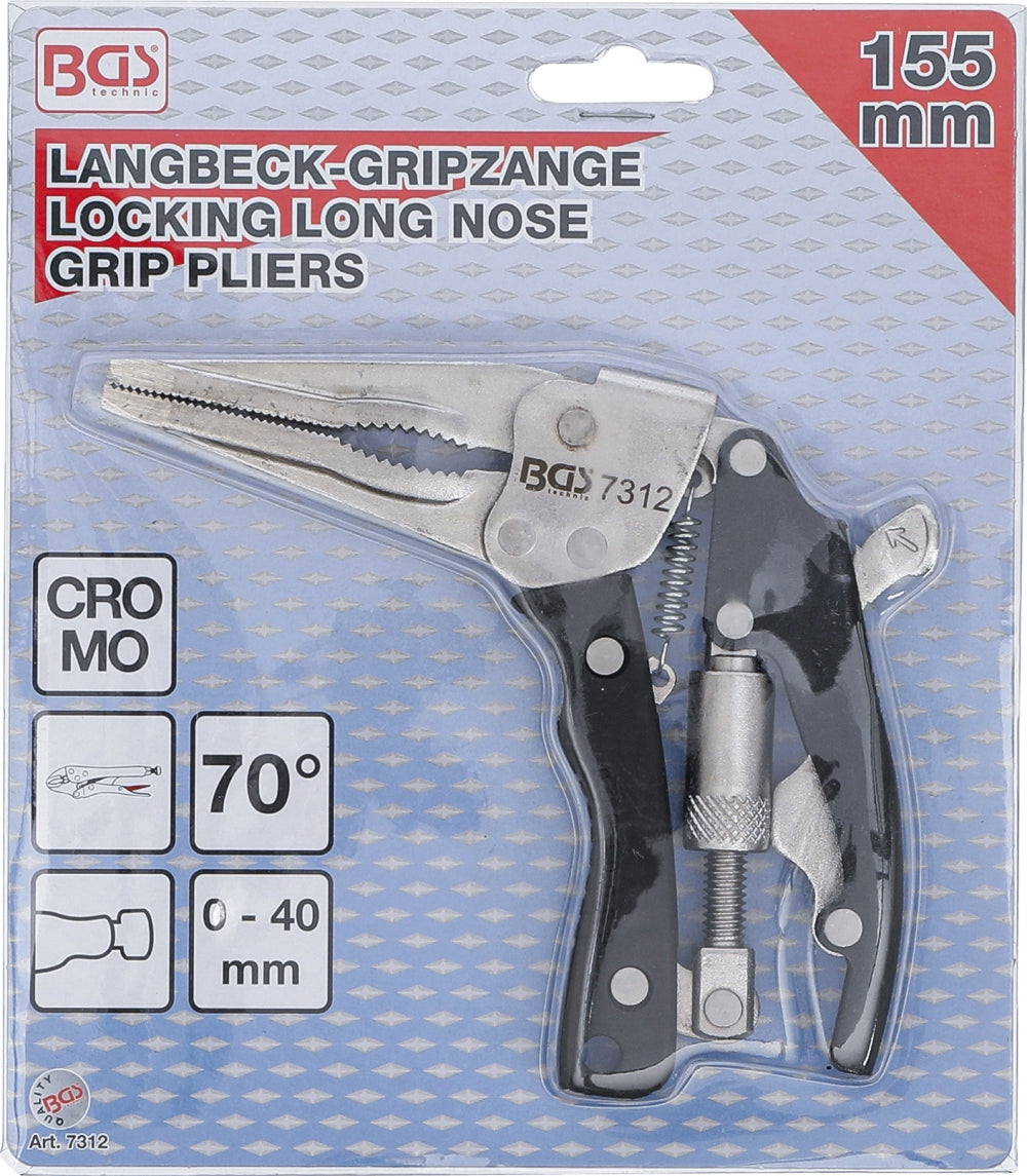 BGS 7312 Langbeck Gripzange mit Pistolengriff 170mm max. Spannweite 40mm
