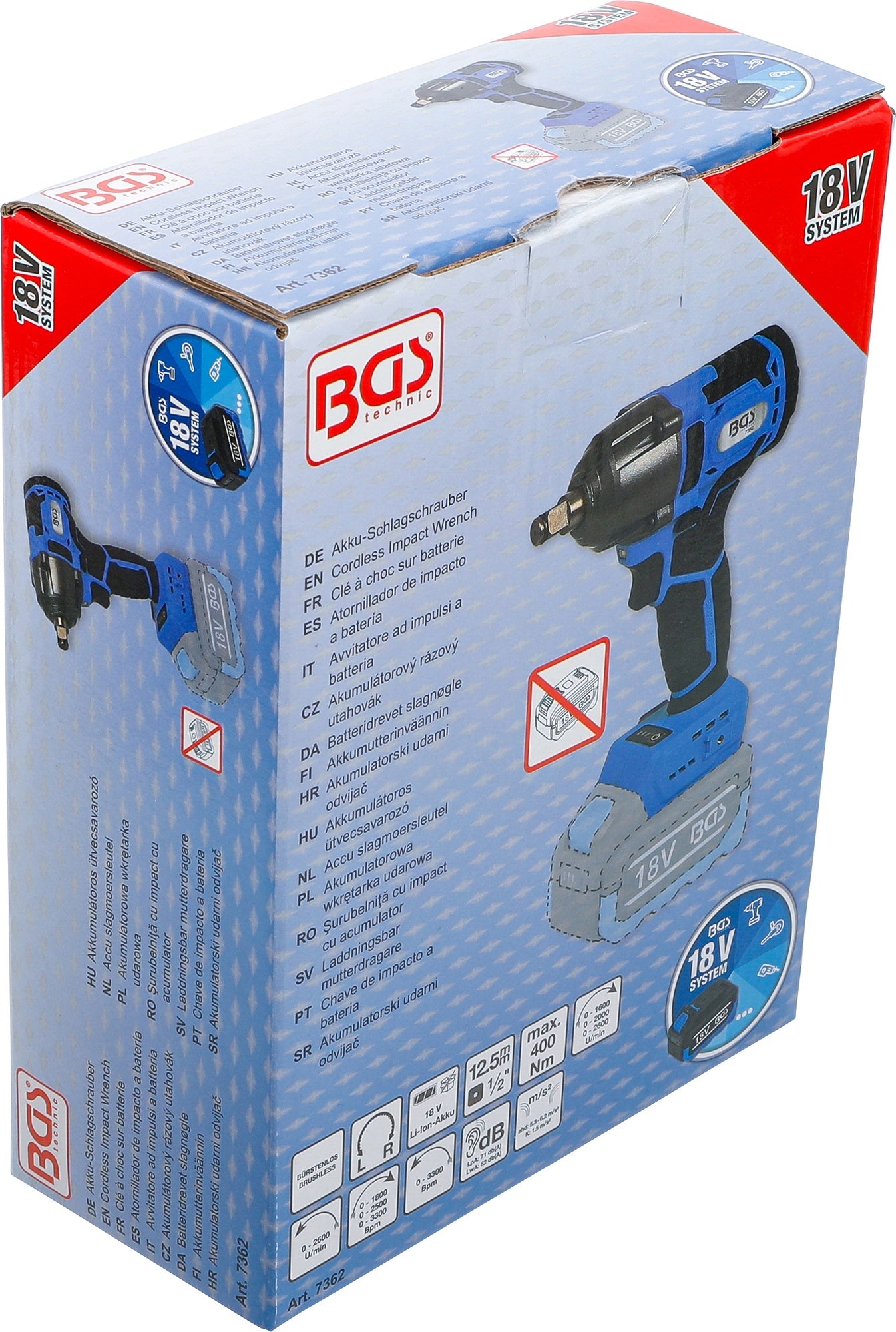BGS 7362 Akku Schlagschrauber bürstenlos ohne Akku 400Nm 18 Volt