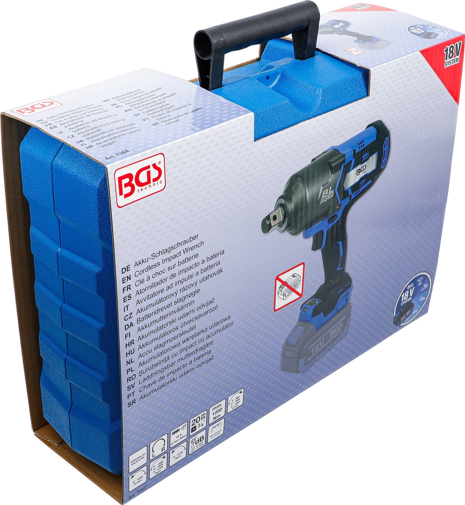 BGS 7364 Akku Schlagschrauber bürstenlos ohne Akku 1200Nm 18 Volt