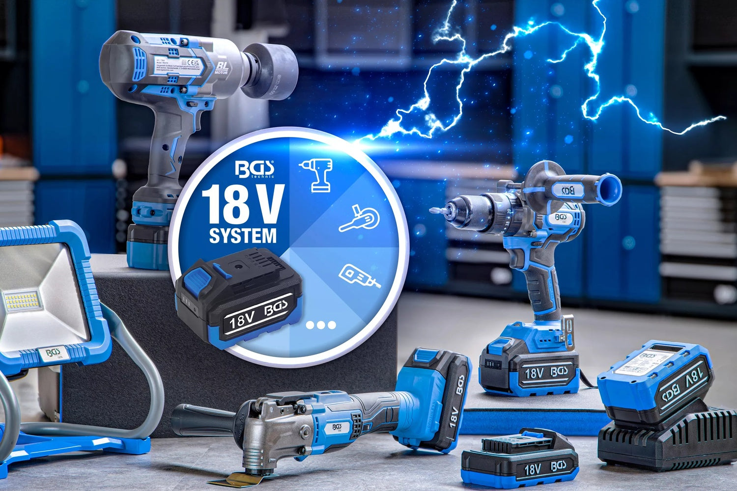 BGS 7393 Satz Akku Säbelsägen bürstenlos mit Akku & Schnell Ladegerät 18 Volt
