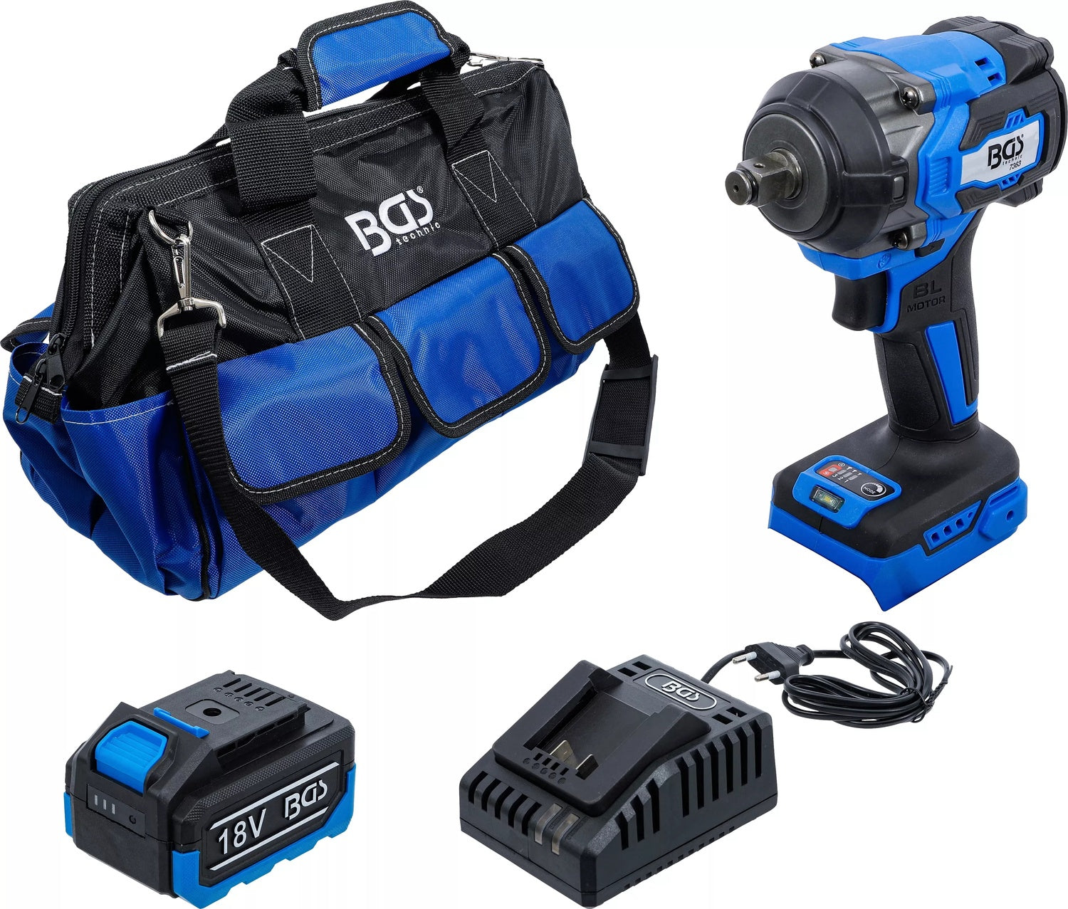 BGS 7390 Satz Akku Schlagschrauber bürstenlos mit Akku & Schnell Ladegerät 550Nm 18 Volt