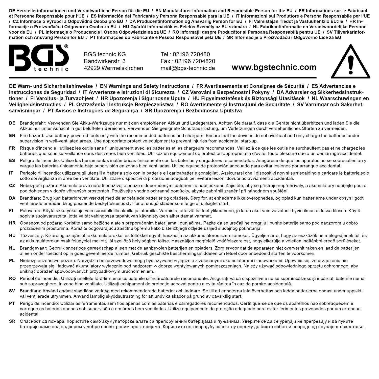 BGS 7393 Satz Akku Säbelsägen bürstenlos mit Akku & Schnell Ladegerät 18 Volt