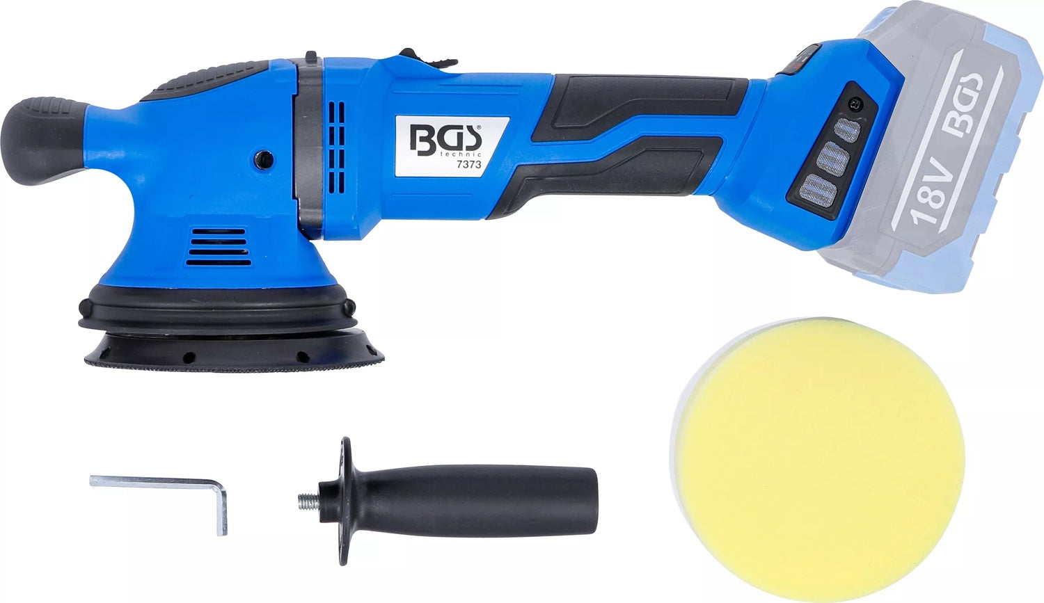 BGS 7394 Satz Akku Exzenter Poliermaschine bürstenlos mit Akku & Schnell Ladegerät 18 Volt
