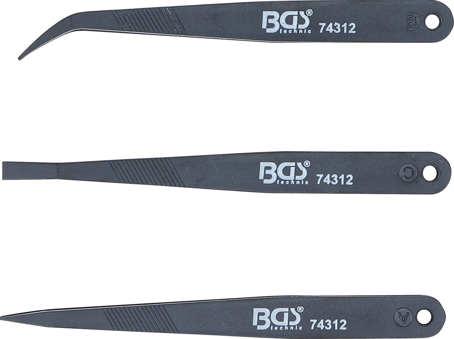 BGS 74312 Satz Kunststoff Pinzetten verschiedenen Spitzen 3 teilig