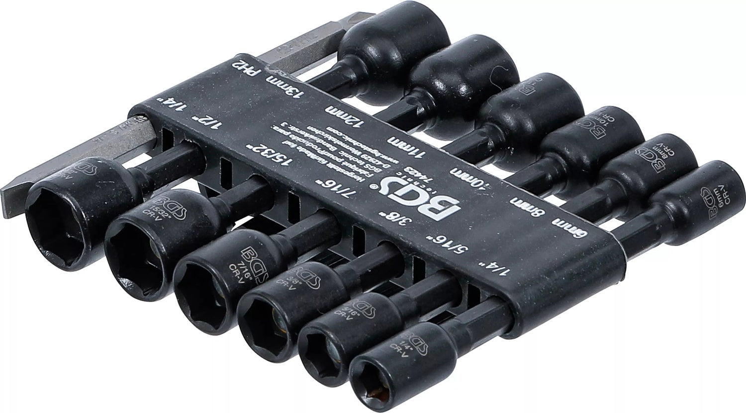 BGS 74423 Satz Steckschlüsseleinsätze Sechskant Antrieb 6,3mm (1/4") SW 1/4" - 1/2" 6-13mm für Bohrmaschinen